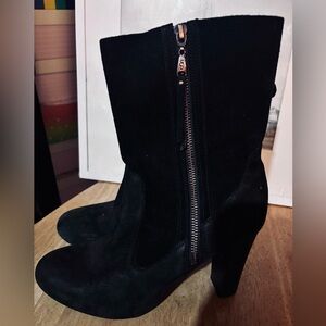 UGG Black Suede Heeled Boots
